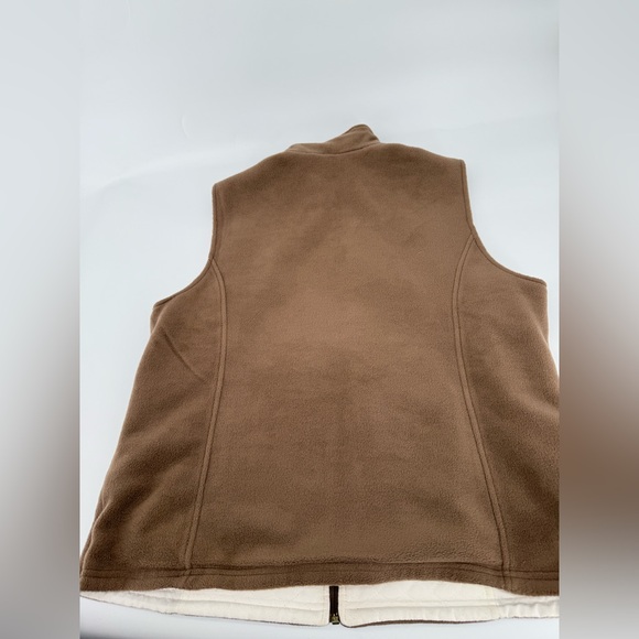 Karen Scott Reversible White and Brown Fleece Quilted Sleeveless Jacket Size L - Picture 4 of 4